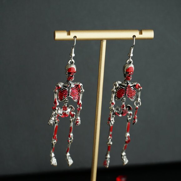 Hand painted hallowen earrings moving seleton earrings - Picture 5 of 5